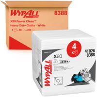 8388 WYPALL Power Clean Heavy Duty Cloths  White Wipes for Industrial Cleaning, Dry Use, Quarter Fold of 50, 305 x