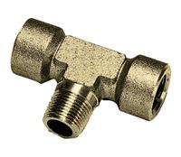 0158-21-21 Legris Brass Pipe Fitting, Tee Threaded Adapter, Male R 1/2in to Female G 1/4in