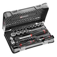 rs161-1pb Facom 30-Piece Metric 1/2", 1/4" Standard Socket Set with Ratchet, 6 point