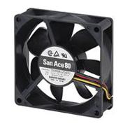 109r0812s401 Sanyo Denki 109R Series Axial Fan, 12 V dc, DC Operation, 72m³/h, 2.16W, 180mA Max, 80 x 80 x 25mm