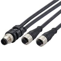 e12405 ifm electronic Male 1 way M12 to Female 2 way M12 Actuator/Sensor Cable, 0.25 m