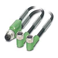 1671386 Phoenix Contact Male 3 way Straight Plug M12 to Female 3 way Angled Socket M8 Sensor Actuator Cable, 0.6 m