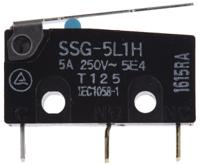 ssg-5l1h Omron Hinge Lever Subminiature Micro Switch, Solder Terminal, 5 A @ 125 V ac, SPDT, IP40