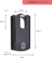 y300cb631271 Yale Padlock Hardened Steel Steel Padlock, 11mm Shackle, 62mm Body
