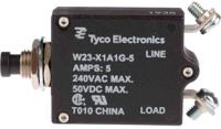 w23-x1a1g-5 TE Connectivity Thermal Circuit Breaker - W23  Single Pole 50 V dc, 250V ac Voltage Rating, 5A Current Rating