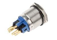 811-8528 RS PRO Illuminated Push Button Switch, Latching, Panel Mount, 22mm Cutout, SPDT, Yellow LED, 250V ac, IP65, IP67