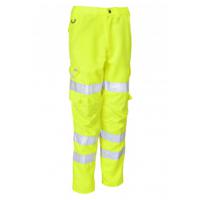 cl01-y-18t Leo Workwear CL01-Y Yellow Hi Vis Trouser Hi-Vis, Stain Resistant, Waterproof 98 to 106 cm 98 to 106 cm Leg Length 31in