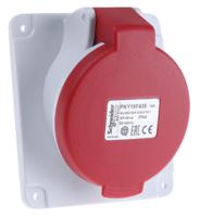 pky16f435 Schneider Electric, PratiKa IP44 Red Panel Mount 3P + N + E Right Angle Industrial Power Socket, Rated At 16A, 415 V