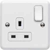 k3077-whi MK Electric Metalclad Plus White 1 Gang Plug Socket, 2 Poles, 13A, Type G - British, Indoor Use