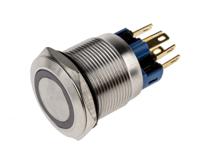 811-8528 RS PRO Illuminated Push Button Switch, Latching, Panel Mount, 22mm Cutout, SPDT, Yellow LED, 250V ac, IP65, IP67