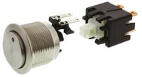 124168331124000 Schurter Illuminated Push Button Switch, Latching, Panel Mount, 22mm Cutout, DPDT, Blue LED, 125/250V ac, IP64 (Front);