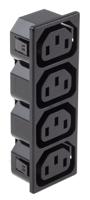 09090021 Schurter IEC C13 4 Gang Cable Trunking Power Block, 15A, 250 V ac