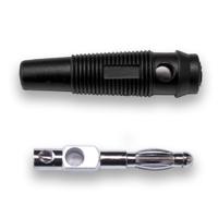bu-32616-0 Mueller Electric Black Male Banana Plug, 4 mm Connector, Screw Termination, 24A, 30 V ac, 60V dc, Nickel Plating