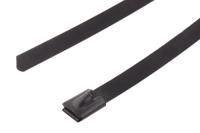 547-4355 RS PRO Cable Tie, Roller Ball, 200mm x 7.9 mm, Metallic Polyester Coated Stainless Steel, Pk-100