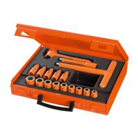 j401avse Facom 17-Piece Metric 3/8 in Standard Socket/Bit Set with Ratchet, 12 point; 6 point bit, VDE/1000V
