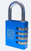 196-3971 RS PRO Combination Aluminium Combination Padlock, 6mm Shackle, 40mm Body