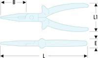 19520avse Facom Round Nose Pliers, 200 mm Overall, Straight Tip, VDE/1000V, 64mm Jaw