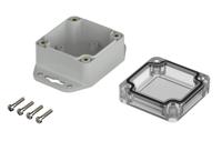 07706064-xm-060604-g-wl-7035 Bopla Euromas X Series Light Grey Polycarbonate Enclosure, IP66, IP68, IK07, Flanged, Clear Lid, 60 x 60 x 40.1mm