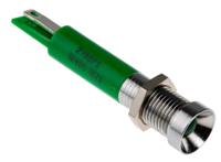 210-973 RS PRO Green Panel Mount Indicator, 12V dc, 8mm Mounting Hole Size, Solder Tab Termination