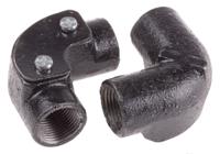606-125 RS PRO Inspection Elbow, Conduit Fitting, 20mm Nominal Size, Steel, Black