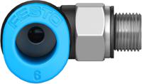 qsml-m5-6-100 Festo Elbow Threaded Adaptor, M5 Male to Push In 6 mm, Threaded-to-Tube Connection Style, 130772