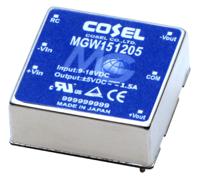 mgw151215-r Cosel MGW DC-DC Converter, ±15V dc/ 500mA Output, 9 → 18 V dc Input, 15W, PCB Mount, +85°C Max Temp -40°C Min
