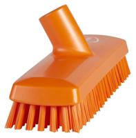 70417 Vikan Very Hard Bristle Orange Deck Brush, 24mm bristle length, Polyester, Polypropylene, Stainless Steel bristle