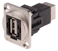 907-5630 RS PRO Straight, Panel Mount, Socket- Single Port Type A to B 2.0 USB Connector