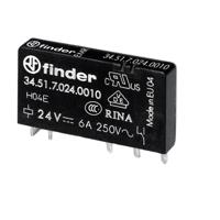 345170125010 Finder PCB Mount Power Relay, 12V ac/dc Coil, 6A Switching Current, SPDT