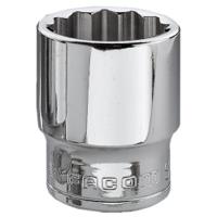 j24 Facom 3/8 in Drive 24mm Standard Socket, 12 point, 33 mm Overall Length