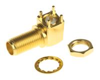 j01151a0821 Telegartner, Jack PCB Mount SMA Connector, 50Ω, Solder Termination, Right Angle Body