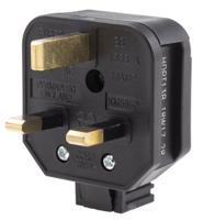 hdpt13b-01 Masterplug UK Mains Plug, 13A Black, Cable Mount Thermoplastic, 250 V