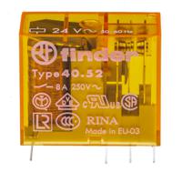 405280240000 Finder PCB Mount Power Relay, 24V ac Coil, 8A Switching Current, DPDT