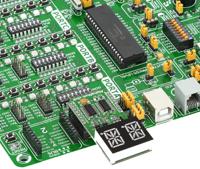 mikroe-1851 MikroElektronika MIKROE-1851, AlphaNum G Click 2 14 Segment Display Add On Board With TLC5926 x 2