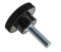 702-7557 RS PRO Black Knurled Clamping Knob, M6, Threaded Stud