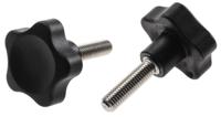 166383 Elesa  Black Multiple Lobes Clamping Knob, M8, Threaded Stud