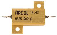 hs25-r02-k Arcol, 20mΩ 25W Wire Wound Chassis Mount Resistor HS25 R02 K ±10%