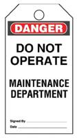 pvt-44 5 x 'Do Not Operate Maintenance Department' Lockout Tag