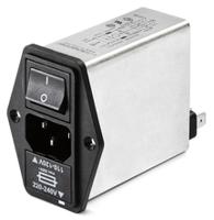 fn393-1-05-11 Schaffner 1A, 250 V ac Male Panel Mount IEC Filter 2 Pole FN393-1-05-11, Faston 1 Fuse