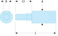 rt8 Facom 1/4 in Drive Bit Socket, Hex Bit, 8mm, 37 mm Overall Length