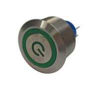175-8380 RS PRO Illuminated Push Button Switch, Momentary, Panel Mount, 25.2mm Cutout, SPDT, Green LED, 250V ac, IP67