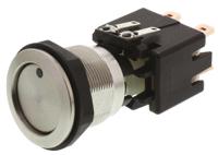 124168231124000 Schurter Illuminated Push Button Switch, Latching, Panel Mount, 19mm Cutout, DPDT, Blue LED, 125/250V ac, IP64 (Front);
