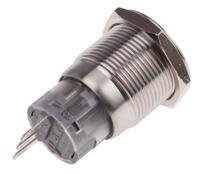 811-8575 RS PRO Push Button Switch, Latching, Panel Mount, 19mm Cutout, SPDT, 250V ac, IP65, IP67