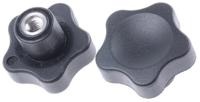 166226 Elesa  Black Multiple Lobes Clamping Knob, M6, Threaded Hole