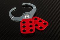 489-147 RS PRO Red 6-Lock Steel Hasp Lockout, 38mm Shackle, 38mm Attachment