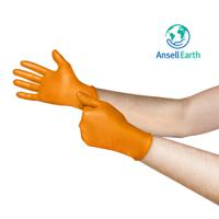 93256080 Ansell MicroFlex 93-256 Orange Nitrile Extra Grip Work Gloves, Size 7.5-8 M