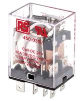 450-0352 RS PRO Plug In Power Relay, 24V dc Coil, 10A Switching Current, DPDT