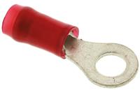 31890 TE Connectivity, PIDG Insulated Ring Terminal, M4 Stud Size, 0.26mm² to 1.65mm² Wire Size, Red