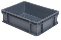 725-9158 RS PRO 10L Grey PP Small Euro Containers, 120mm x 300mm x 400mm