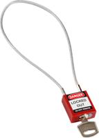 compact-cable-padlock-red-40cm-kd Brady Red 1-Lock Rugged Reinforced Nylon Body with Sheathed Steel Cable Keyed Padlocks & Safety Padlocks, 4.7mm Shackle